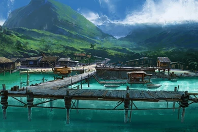 Harbor On A Tropical Island Wallpapers   Fantasy Wallpapers