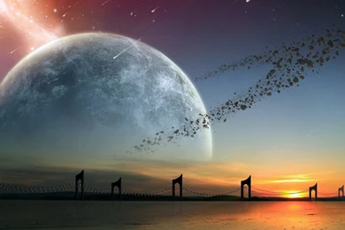 Planet Asteroid Belt Bridge Arch Wallpapers