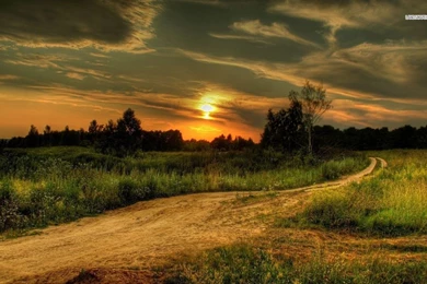 Country Road At Sunset Wallpapers