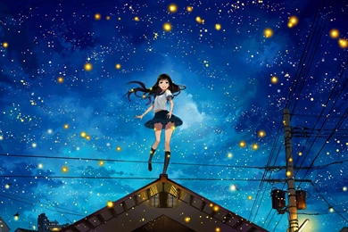 1920x1080 Anime Girl Fireflies Wallpapers