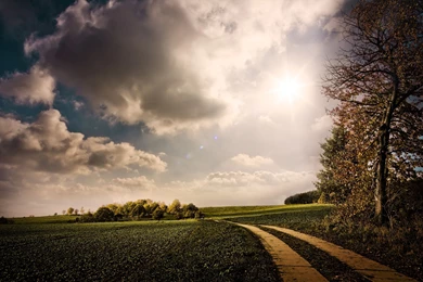 Download Wallpapers 3840x2400 Road, Field, Asphalt, Country, Sky ...