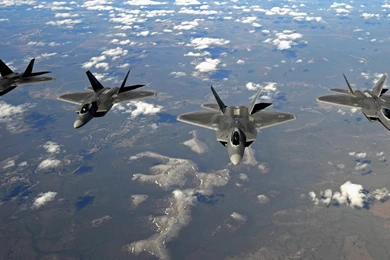 F 22 Raptor Flight Formation Wallpapers Desktop Images
