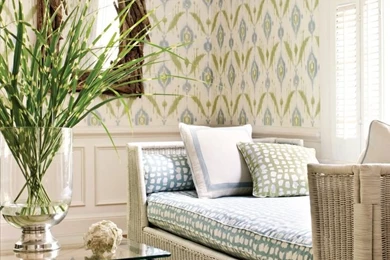 Island Ikat Wallpapers In Blue & Green Thibaut Width: 27 In, Repeat ...