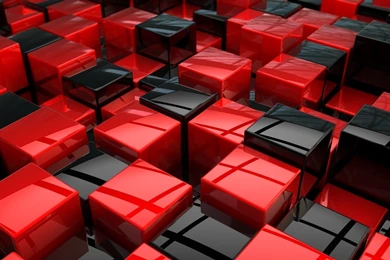 3D Red And Black Cubes Wallpapers