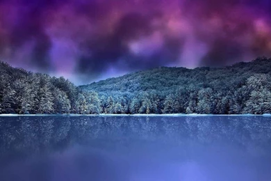 1366x768 Forest, Night, Lake, Mountains, Clouds, Winter Wallpapers ...