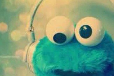 Cute Blue Elmo Wearing Headphone Wallpaper Computer