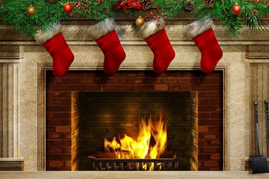 Cool Christmas Balls Fireplace Download PowerPoint Backgrounds ...