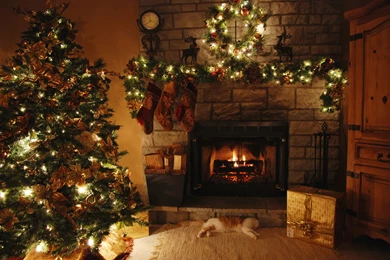 Christmas Backgrounds With Fireplace
