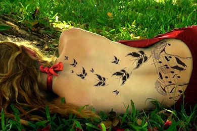 Butterfly Tattoo On The Back Of A Girl Wallpapers And Images ...