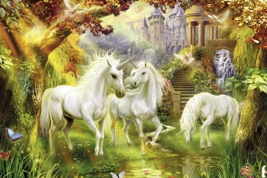 Unicorn Fantasy Horse Tree Forest Animal Wallpapers