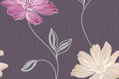 Muriva Emily Floral Wallpapers Purple / Pink / Silver (120105 ...