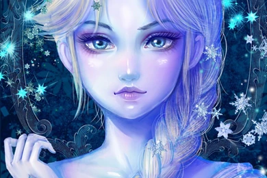 Frozen Disney Elsa Frozen Long Hair Cartoon Blue Eyes Snowflake ...