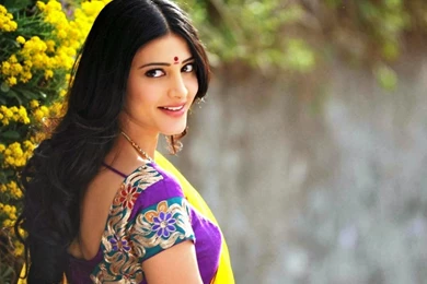 Hot Actress Shruti Haasan In Saree Hd Wallpapers