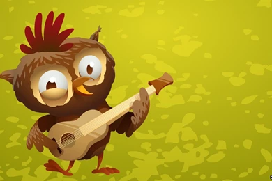 Art Owl Guitar Funny Cartoon Wallpapers