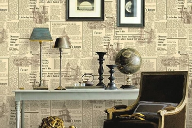 Vintage Vinyl Wallpapers Nostalgic English Letters Newspaper Walls ...