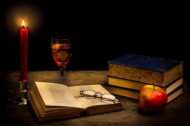 Tranquillity Dark, Candle, Books, Glass, Apple Wallpapers ...
