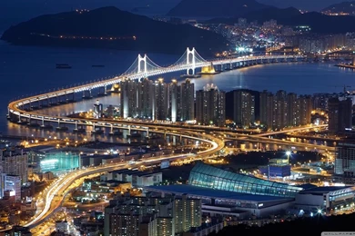 Gwangan Bridge, Busan, South Korea HD Desktop Wallpapers : High ...
