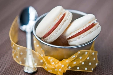 Food Sweet Cookies Macaron Cream Dessert Ribbon Hd Wallpapers ...