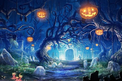 Halloween Night In The Cemetery Wallpapers   Holiday Wallpapers ...