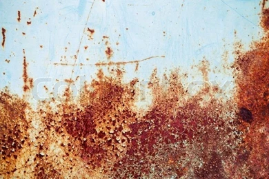 Old Blue Grunge Metal Wall With Red Rust, Backgrounds Stock Photo