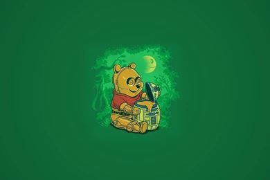 Winnie The Pooh Honey Bear C 3PO R2 D2 Green Sci fi Cartoons Funny ...