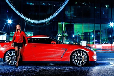 Girl In A Red Jacket In The Car Nissan GT R Wallpapers And Images ...