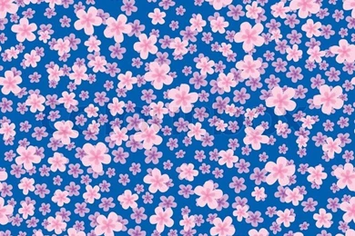 Floral Wallpapers With Small Flowers On Blue Backgrounds Stock Photo