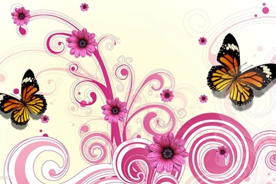 Butterfly Pink Flower Vector Wallpaper.jpg
