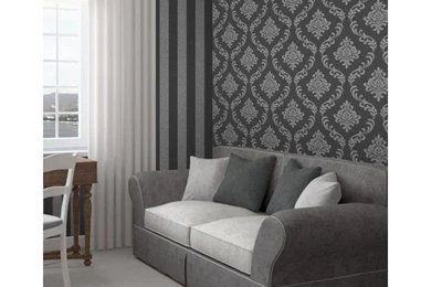 Fine Decor Torino Striped Wallpapers Black / Silver (FD40077 ...