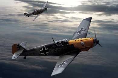 1366x768 Figure, Clouds, Airplanes, Bf.109, The Messerschmitt, The ...
