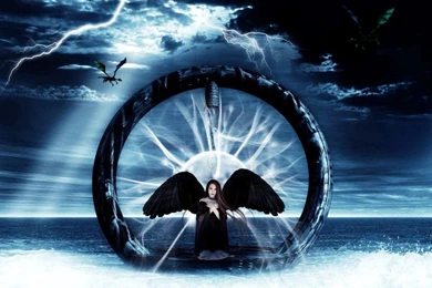 BLACK ANGEL AND DRAGON WALLPAPER   (