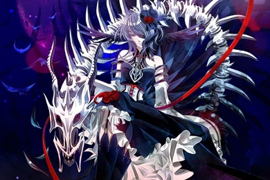 Anime Girl And Dragon Skeleton Widescreen Wallpapers