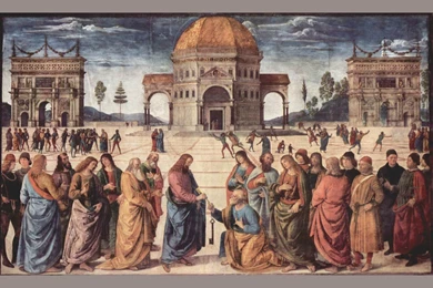 Frescoes In The Sistine Chapel Scene: Christ Gives Peter The Keys ...