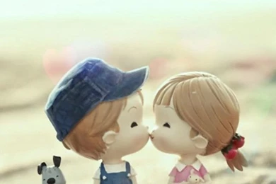 Cute Cartoon Kissing Couple iPhone 6 Wallpapers Download