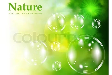 Soap Bubbles On Green Natural Backgrounds