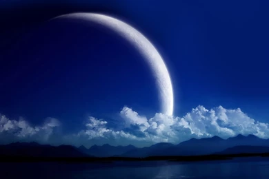 Crescent Moon Over Clouds Wallpapers   Fantasy Wallpapers