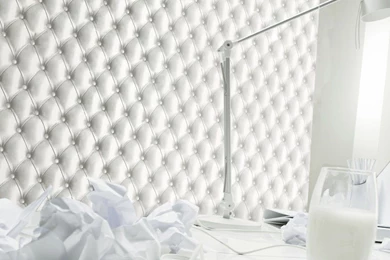 White Tracing Paper Tufted Leather Wallpapers