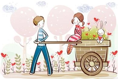 Cute Valentine Couple, Valentine's Day Illustration HD Desktop ...