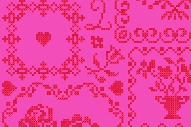 PiP Cross Stitch Red/Pink Wallpapers