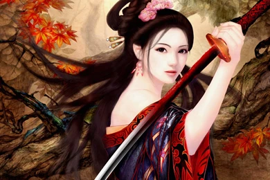 Wallpapers Samurai Girl   1600 X 1200   Fantasy Fairy Dragon Gnome ...