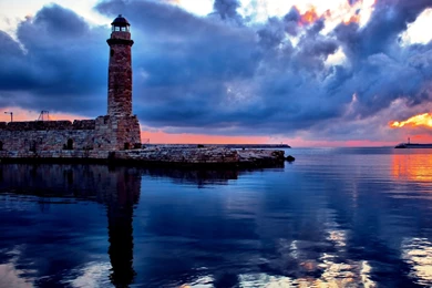 Lighthouse Sunset Sea Weather Lighthouses Wallpaper Backgrounds ...