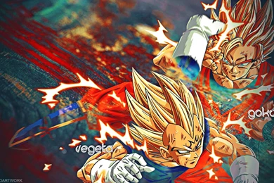 Dragon Ball Z Goku vs Vegeta Saiyan HD Wallpaper Desktop.png