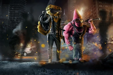 Download Wallpapers 3840x2160 Spongebob, Patrick, Baseball Bat, Art ...