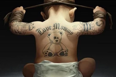Cool Cute Baby Bear Tattoo Back