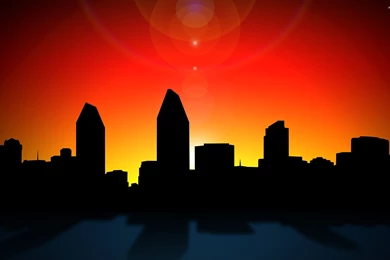 San Diego Skyline, California, Sunset, City, Building, Vector ...