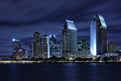 San Diego Skyline At Night Photograph By Larry Marshall