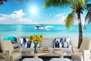 Free Shipping Southeast Asian Tropical Wallpapers Murals Living ...