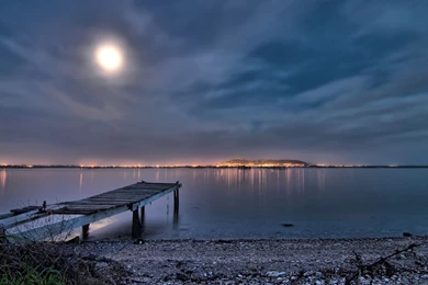 Amazing Bridge On Sea Beach Night View With Moon Light Mac ...