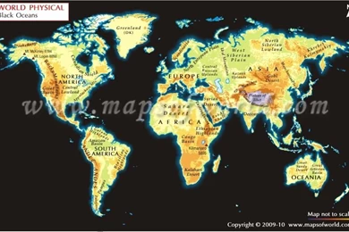 World Geographical Map With Black Backgrounds