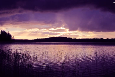 Purple Sky Over The Lake Wallpapers Nature Wallpapers